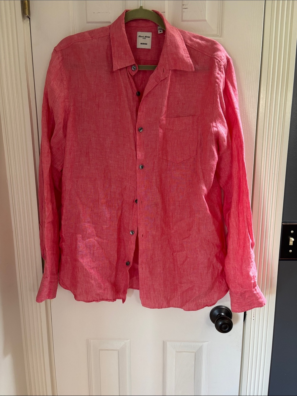 Murano Men's Coral Pink Linen Shirt Jacket